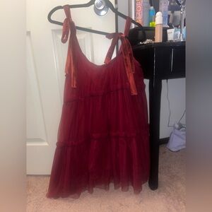 Cider Red Sleeveless Dress with Tie Straps